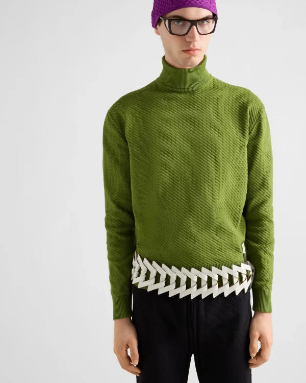 Knitwear*Prada Re-Nylon turtleneck sweater Ivygreen