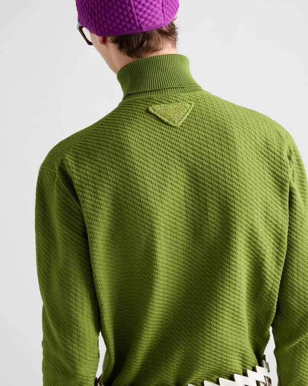 Knitwear*Prada Re-Nylon turtleneck sweater Ivygreen