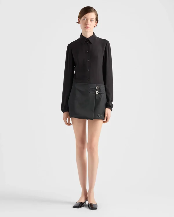 Skirts*Prada Re-Nylon wraparound miniskirt Black