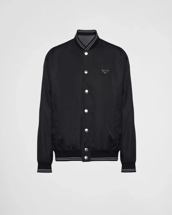 Jogging Suits And Sweatshirts*Prada Reversible Re-Nylon and cotton fleece bomber jacket Black/slategray