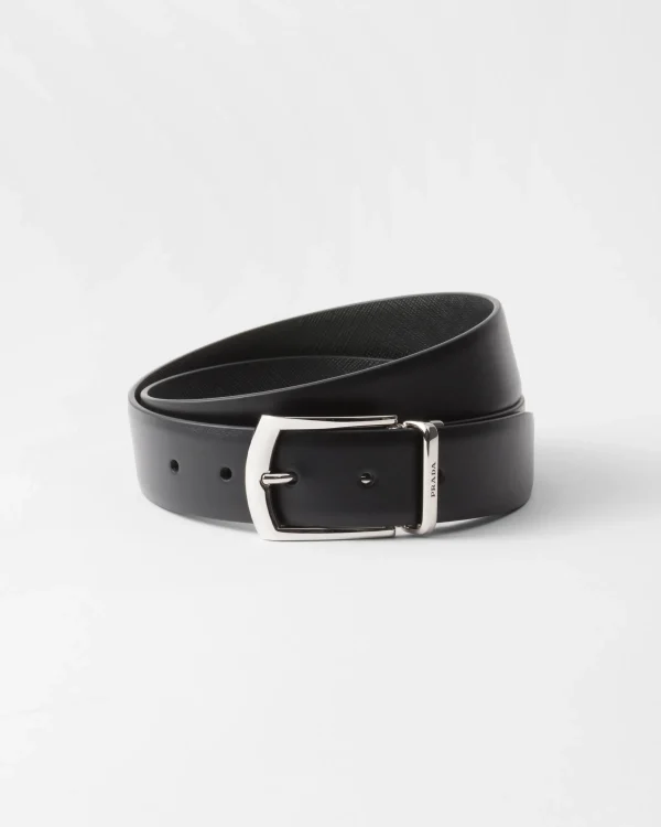 Belts*Prada Reversible Saffiano and leather belt Black