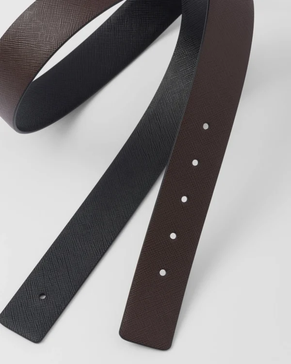 Custom Belts*Prada Reversible Saffiano leather belt strap Coffee