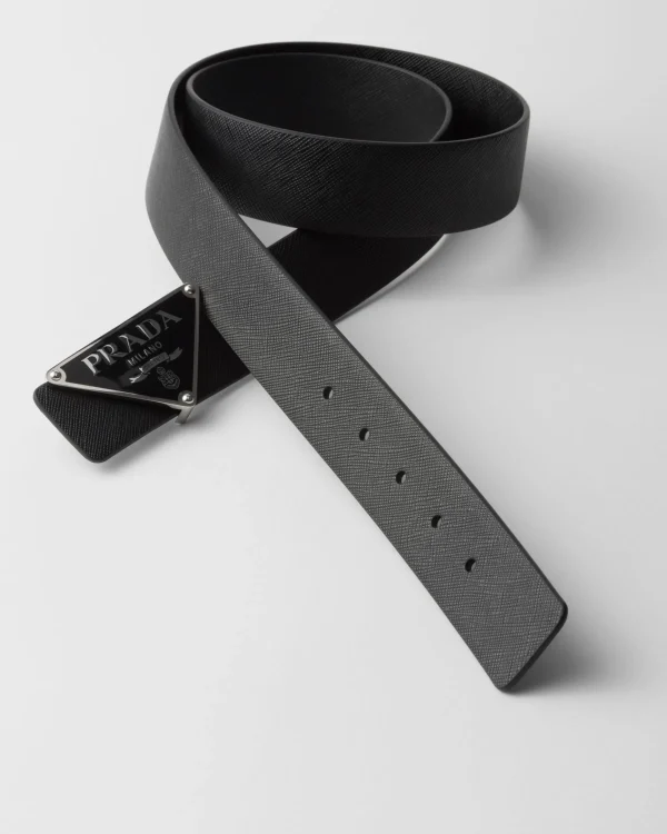 Custom Belts*Prada Reversible Saffiano leather belt strap Black