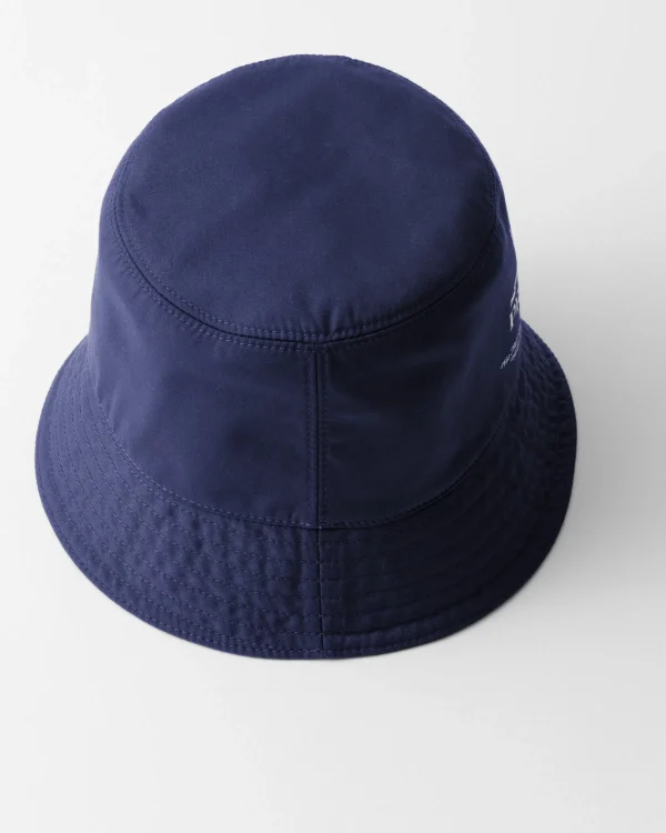 Hats And Gloves*Prada Reversible technical cotton bucket hat Balticblue/black