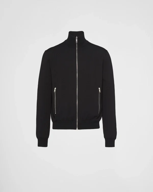 Knitwear*Prada Reversible wool and Re-Nylon jacket Black