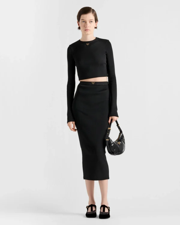 Skirts*Prada Ribbed jersey skirt Black