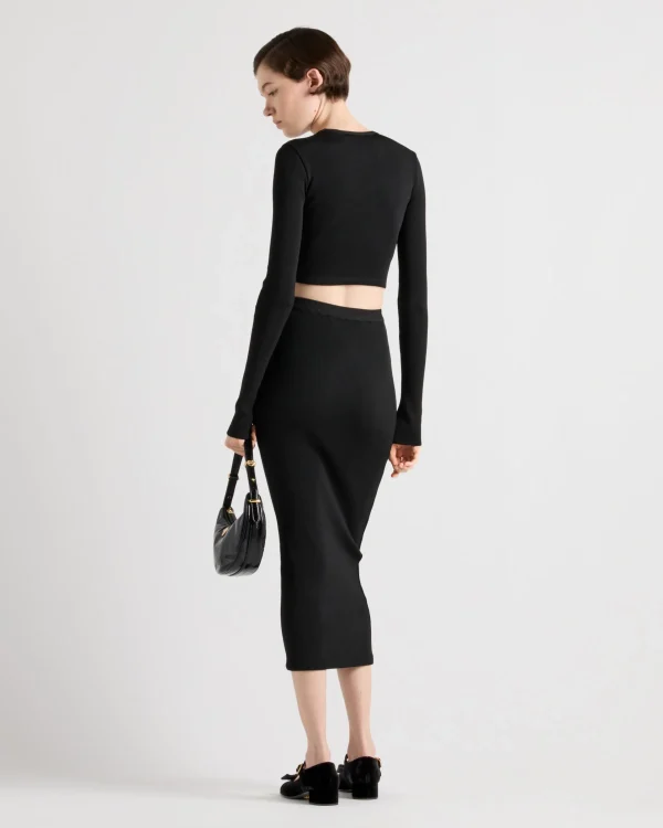 Skirts*Prada Ribbed jersey skirt Black