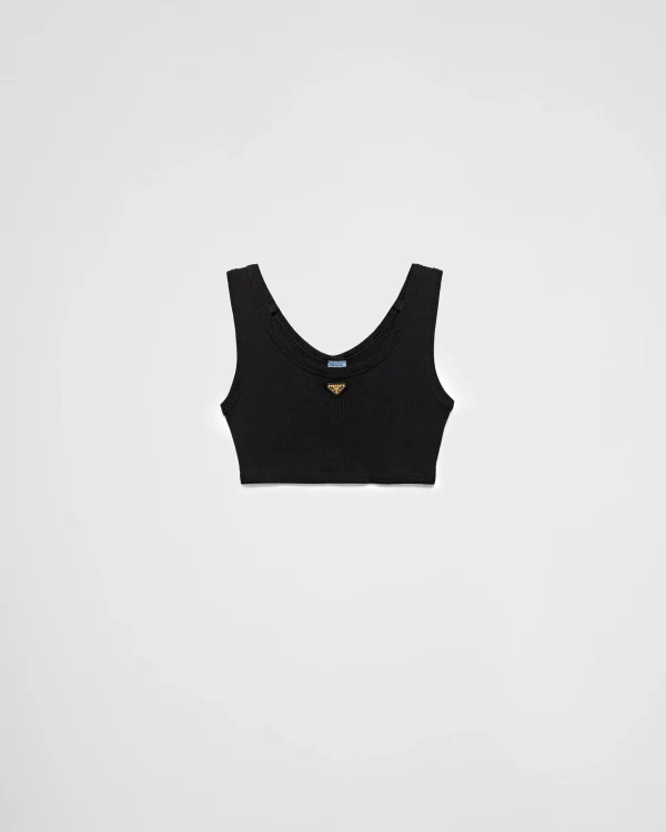 T-shirts And Sweatshirts | Shirts And Tops*Prada Ribbed jersey tank top Black