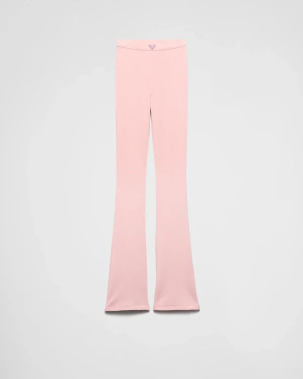 Trousers And Shorts*Prada Ribbed jersey trousers Alabasterpink