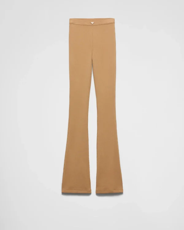 Trousers And Shorts*Prada Ribbed jersey trousers Camelbrown