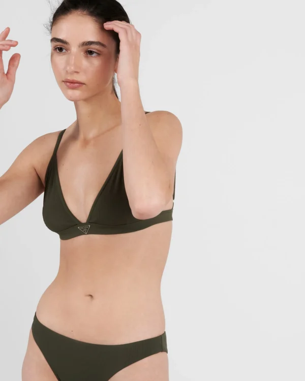 Swimwear*Prada Ribbed knit bikini bottom Camouflagegreen