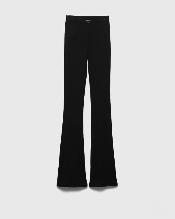 Trousers And Shorts*Prada Ribbed knit jersey pants Black