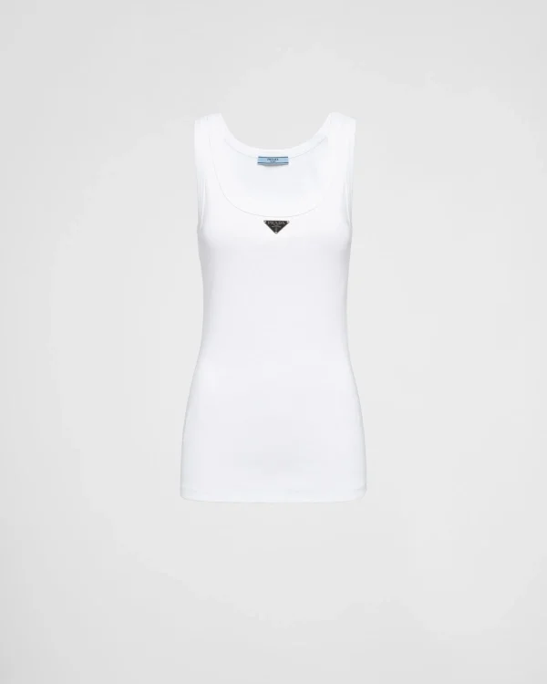 Shirts And Tops | T-shirts And Sweatshirts*Prada Ribbed knit jersey tank top White