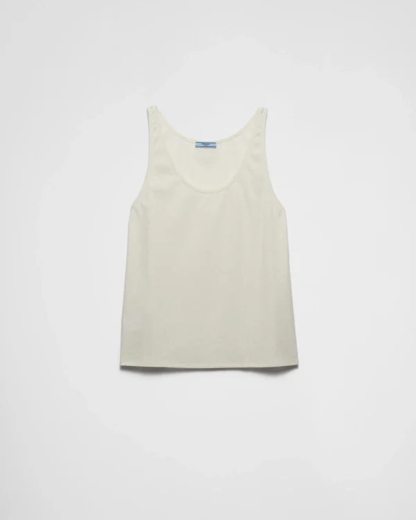 T-shirts And Sweatshirts*Prada Ribbed knit tank top Natural