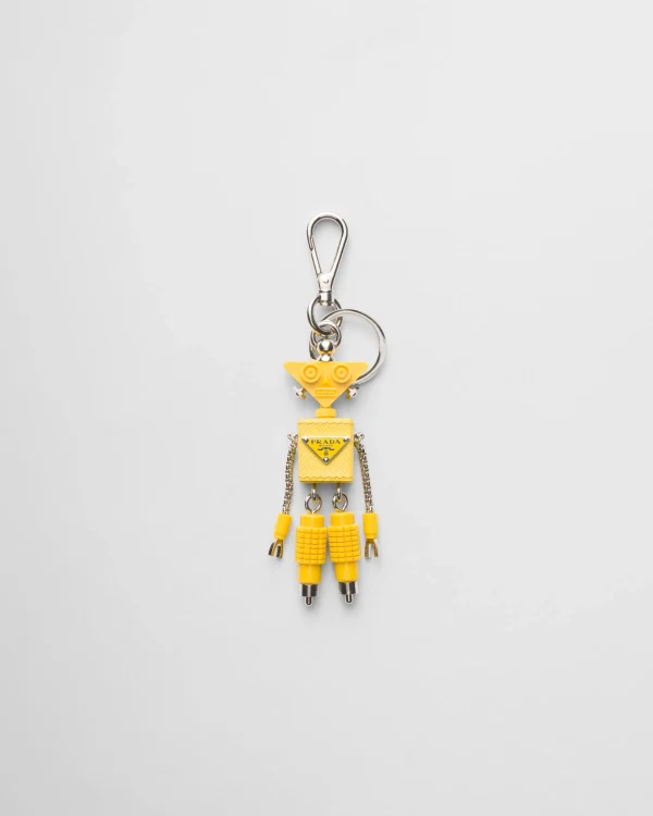 Bag Charms And Keychains*Prada Robot Saffiano leather bag charm Sunnyyellow