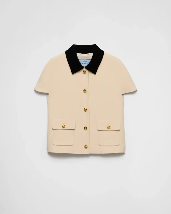 Jackets And Coats*Prada Sablé compact short-sleeved jacket Natural