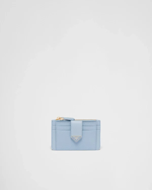 Card Holders*Prada Saffiano and smooth leather card holder Lightblue