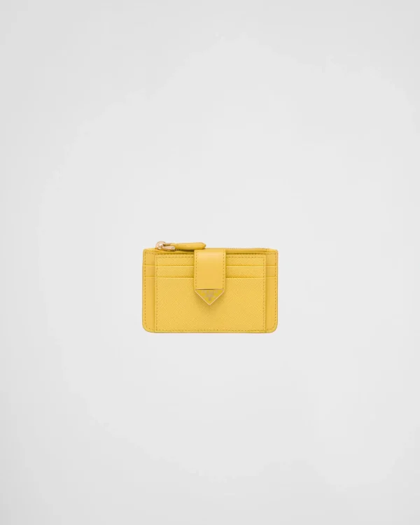 Card Holders*Prada Saffiano and smooth leather card holder Sunnyyellow