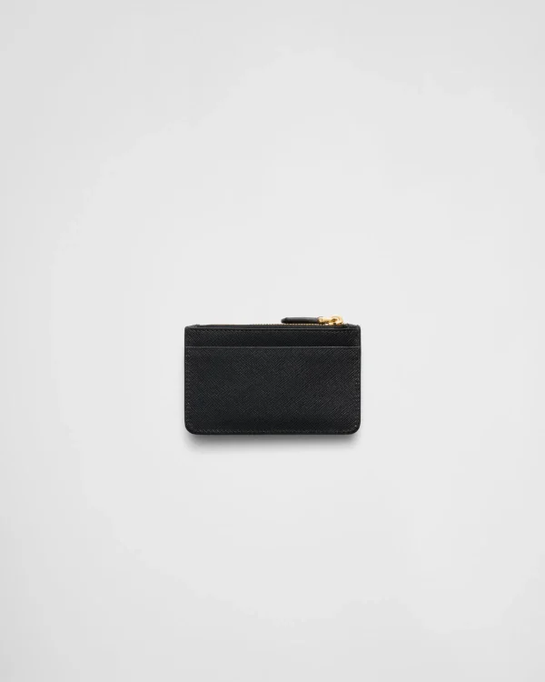 Card Holders*Prada Saffiano and smooth leather card holder Black