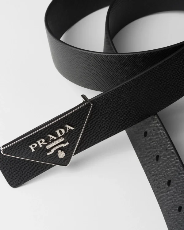 Custom Belts*Prada Saffiano belt buckle Black