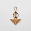 Bag Charms And Keychains*Prada Saffiano Leather and Metal Keychain Natural