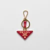 Bag Charms And Keychains*Prada Saffiano Leather and Metal Keychain Fieryred