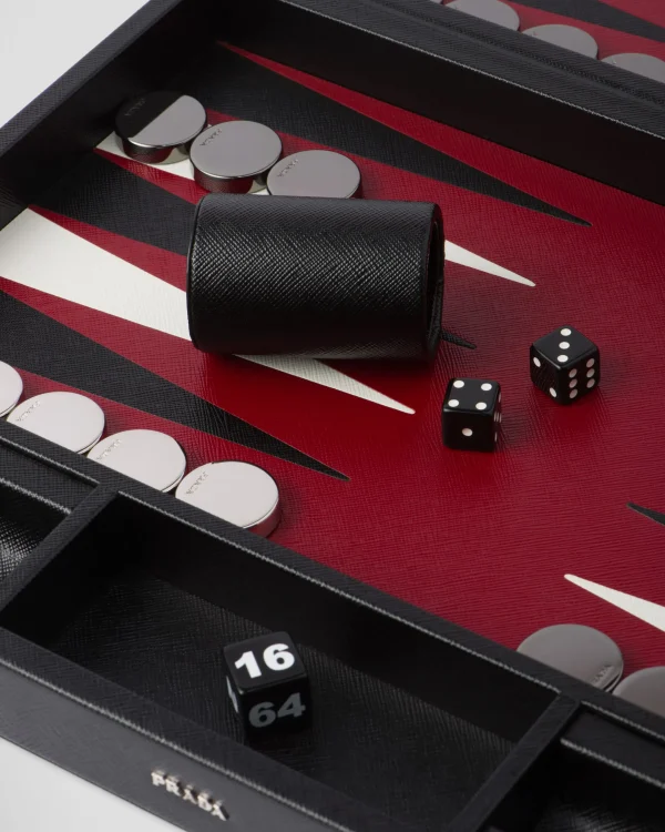 Games And Home Accessories*Prada Saffiano Leather Backgammon Set Black