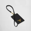 Card Holders*Prada Saffiano Leather Badge Holder Black