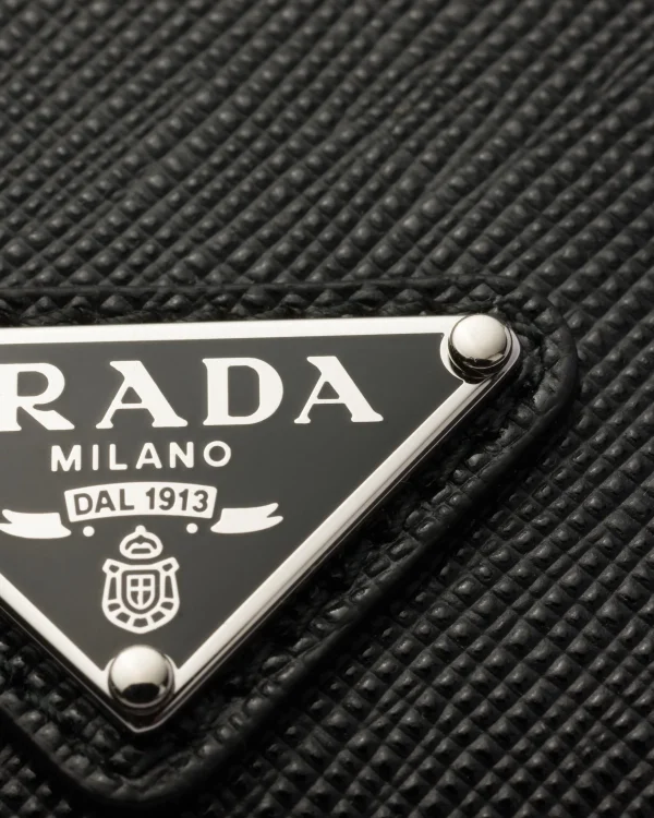 Card Holders*Prada Saffiano Leather Badge Holder Black