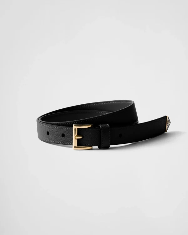 Belts*Prada Saffiano leather belt Black