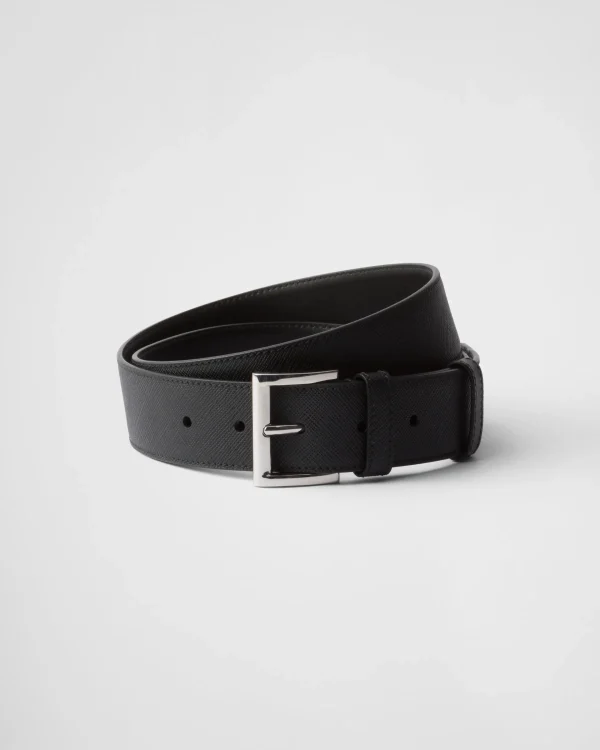 Belts*Prada Saffiano leather belt Black