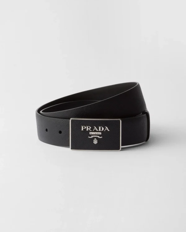 Belts*Prada Saffiano leather belt Black