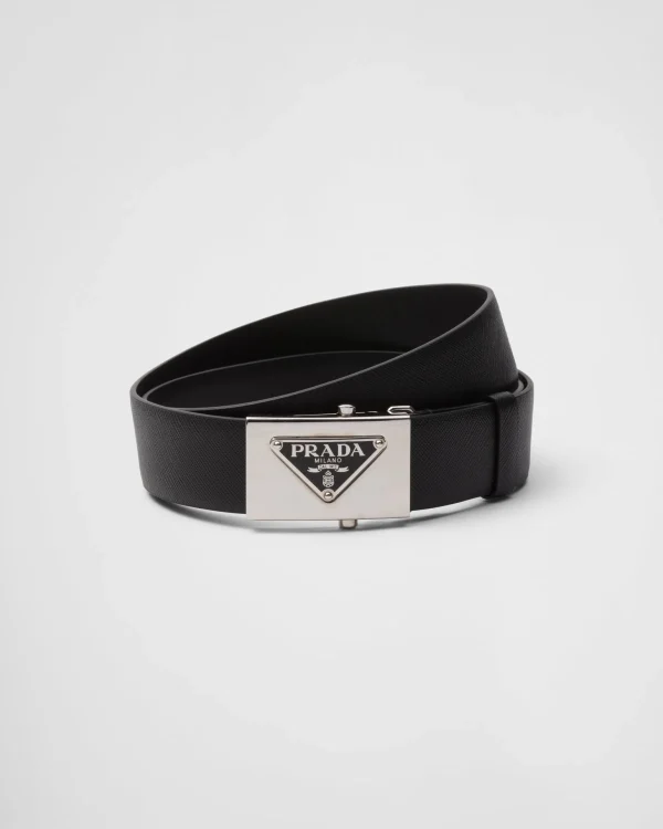 Belts*Prada Saffiano leather belt Black