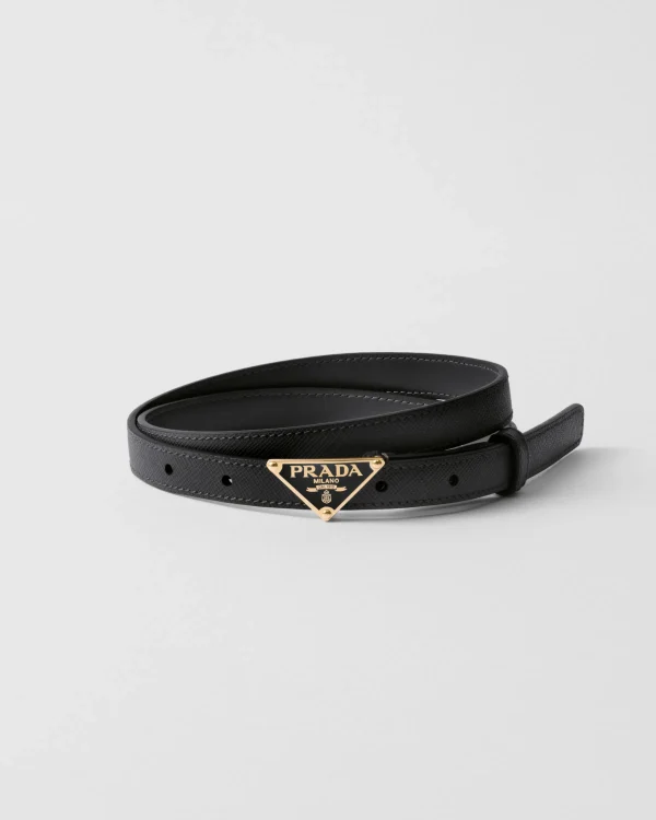 Belts*Prada Saffiano leather belt Black