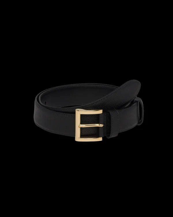 Belts*Prada Saffiano Leather Belt Black