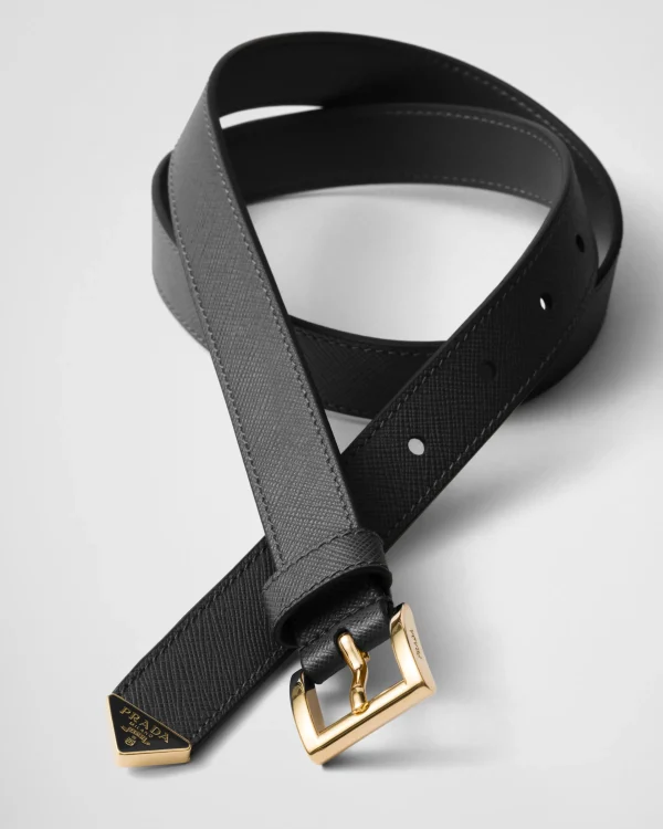 Belts*Prada Saffiano leather belt Black