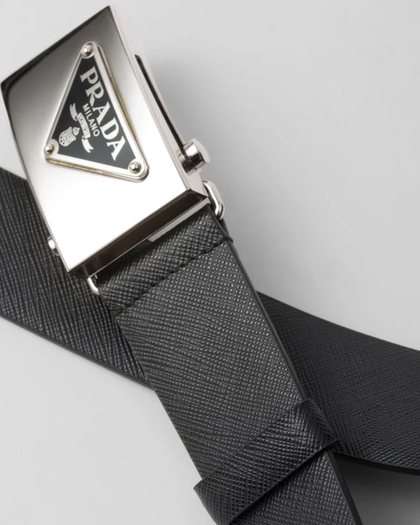 Belts*Prada Saffiano leather belt Black