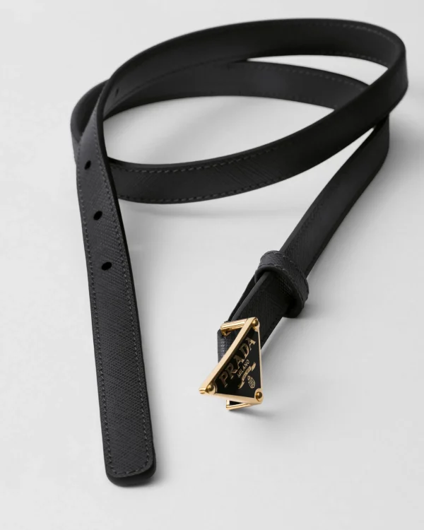 Belts*Prada Saffiano leather belt Black