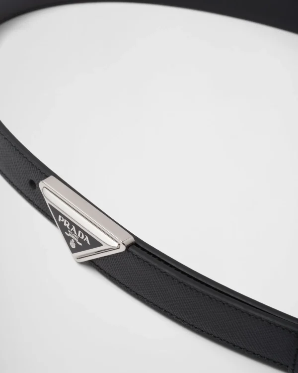 Belts*Prada Saffiano leather belt Black