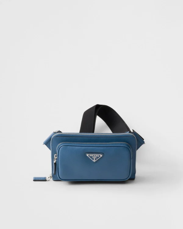 Messenger Bags*Prada Saffiano leather belt bag Airforceblue