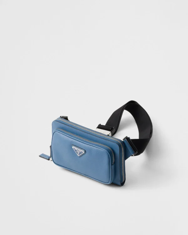 Messenger Bags*Prada Saffiano leather belt bag Airforceblue