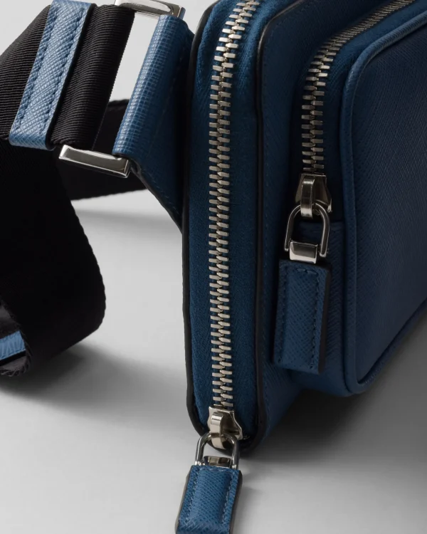 Messenger Bags*Prada Saffiano leather belt bag Airforceblue