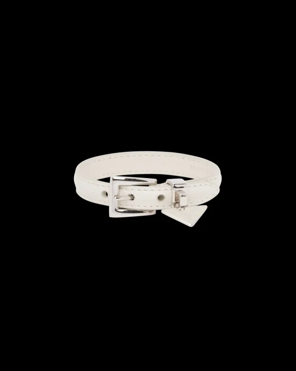 Jewels*Prada Saffiano leather bracelet Chalkwhite