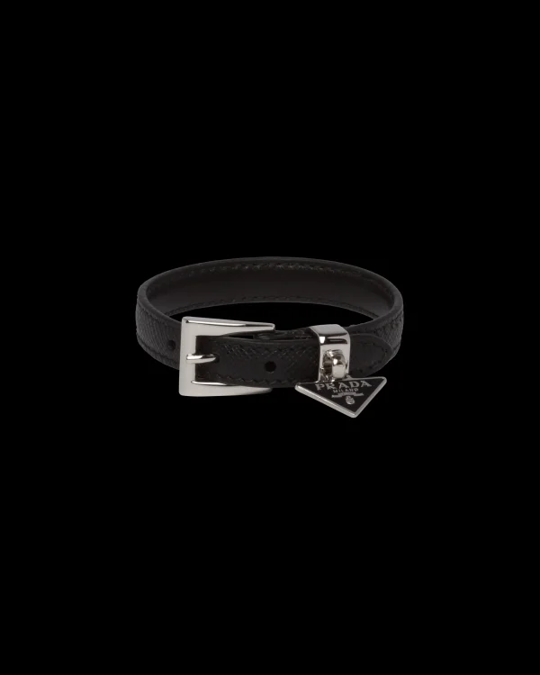 Jewels*Prada Saffiano leather bracelet Black