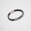 Jewels*Prada Saffiano Leather Bracelet Black