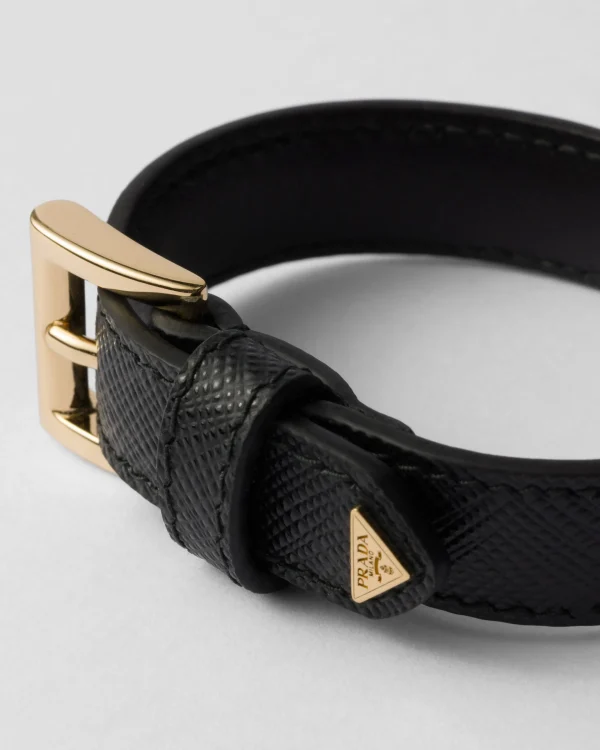 Jewels*Prada Saffiano leather bracelet Black