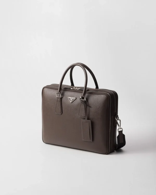 Briefcases*Prada Saffiano leather briefcase Coffee