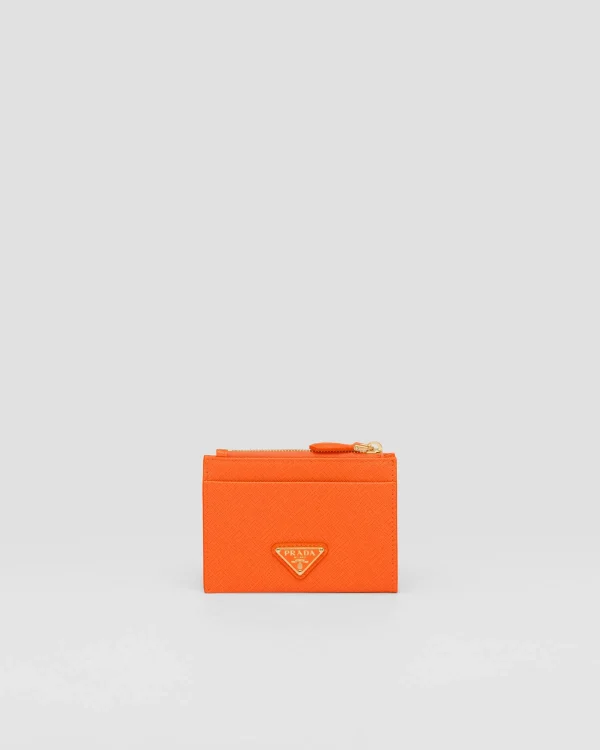 Card Holders*Prada Saffiano Leather Card Holder Orange