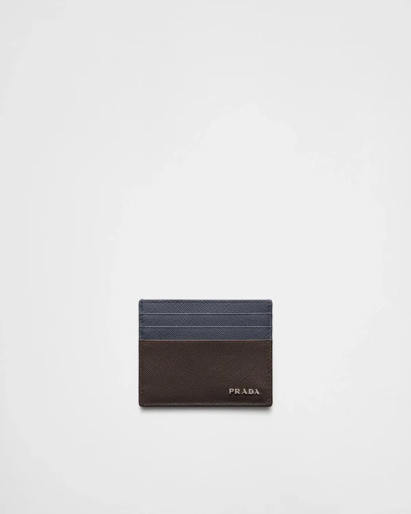 Card Holders*Prada Saffiano leather card holder Coffee/balticblue