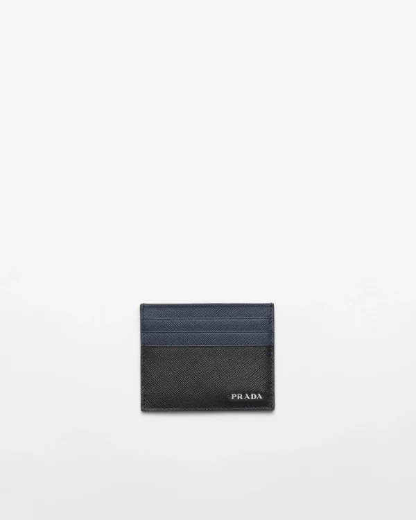 Card Holders*Prada Saffiano leather card holder Black/balticblue